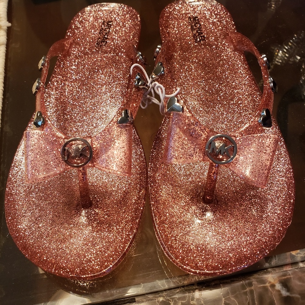 MK Glitter  Pink Jelly Flip Flops